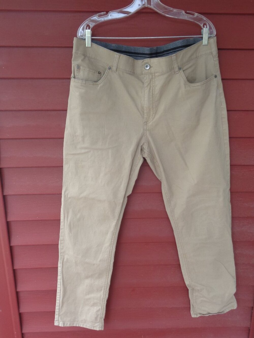 MEMBERS MARK MASON Straight Fit 5 Pocket KHAKI Stretch Pants 38 x 32